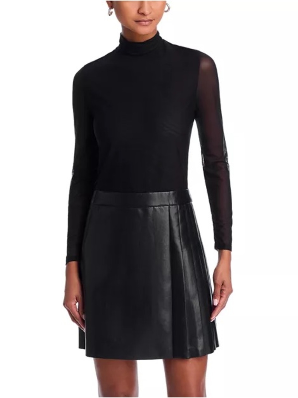 Alice + Olivia Chara Mesh Mini Dress with Sheer Sleeves